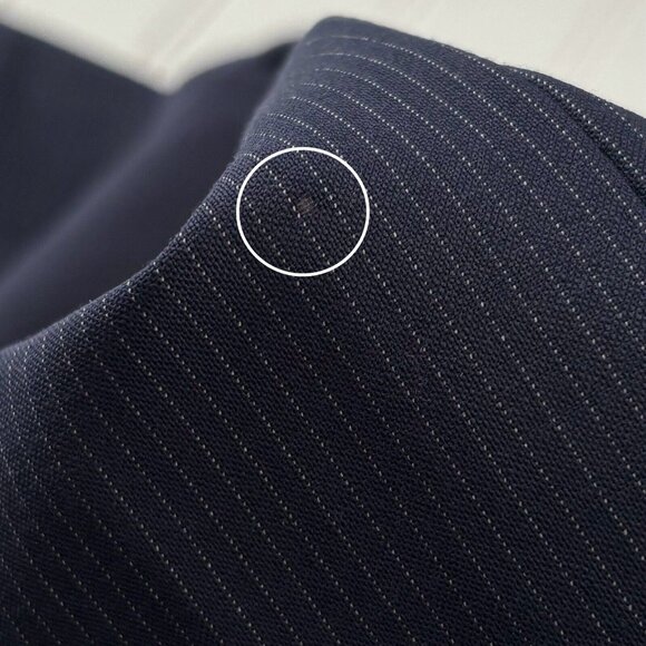 Carlisle NY Garrett Strapless Jumpsuit (Sz 14) Navy Pinstripe Wool Wide Leg FLAW - Picture 10 of 12